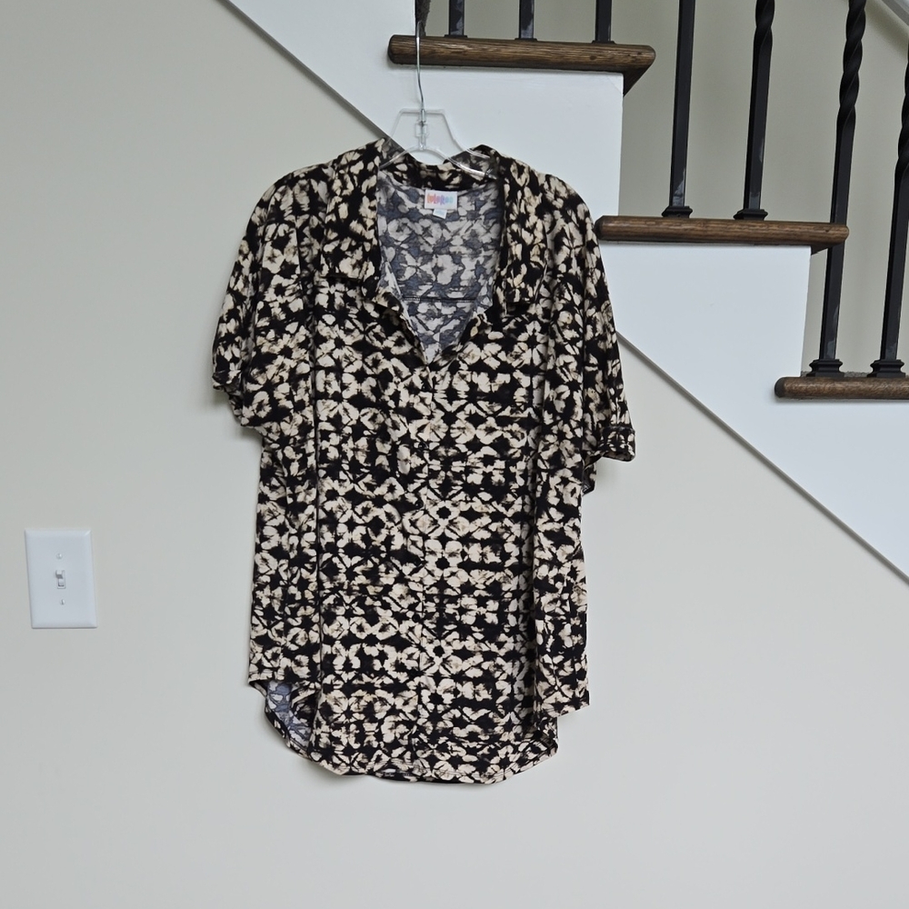 LuLaRoe Black and Cream Button Down Shirt